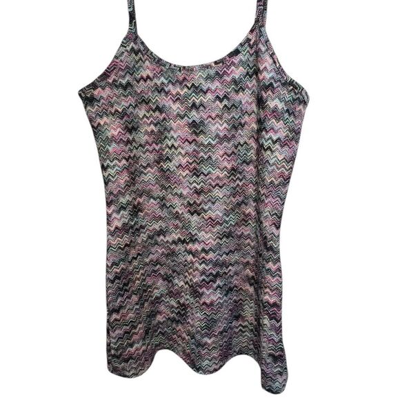 BKE Colorful Chevron Striped Stretchy Knit Spaghetti Strap Tank Top - Picture 1 of 5